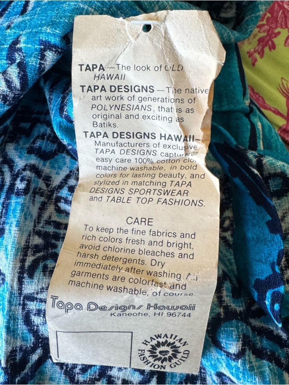 Vintage 1960s Tiki Tapa Designs Blue Barkcloth Hawaiian Maxi Wrap Skirt NWT - Picture 10 of 10
